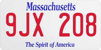 MA license plate 9JX208
