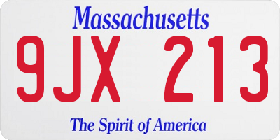 MA license plate 9JX213