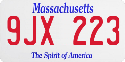 MA license plate 9JX223