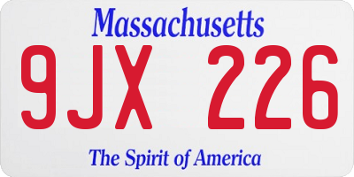 MA license plate 9JX226