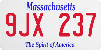 MA license plate 9JX237