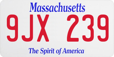MA license plate 9JX239
