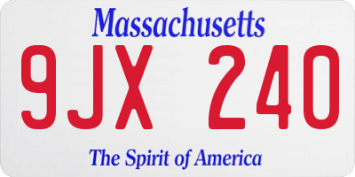 MA license plate 9JX240