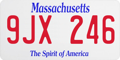 MA license plate 9JX246