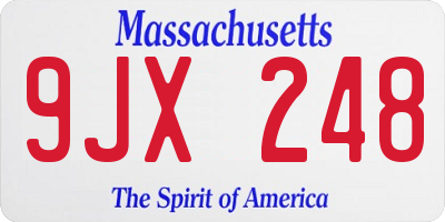 MA license plate 9JX248