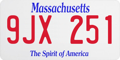 MA license plate 9JX251