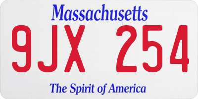 MA license plate 9JX254