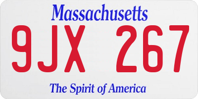 MA license plate 9JX267
