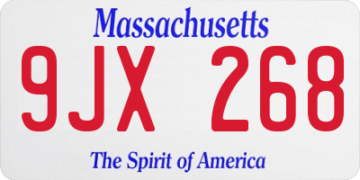 MA license plate 9JX268