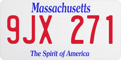 MA license plate 9JX271