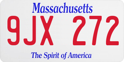 MA license plate 9JX272