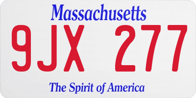 MA license plate 9JX277