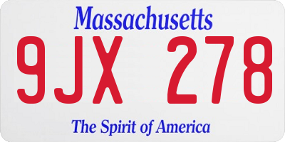 MA license plate 9JX278