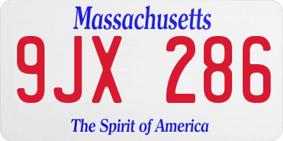 MA license plate 9JX286