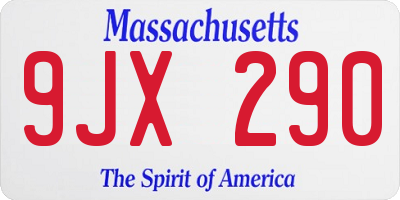 MA license plate 9JX290
