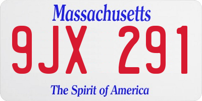 MA license plate 9JX291