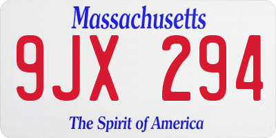 MA license plate 9JX294