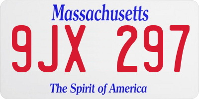 MA license plate 9JX297