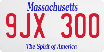 MA license plate 9JX300