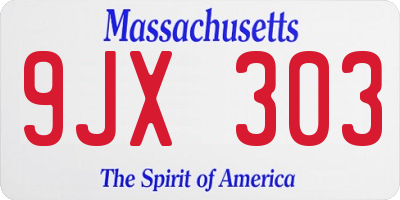MA license plate 9JX303