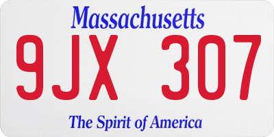 MA license plate 9JX307