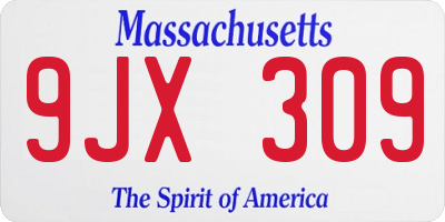 MA license plate 9JX309
