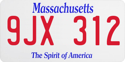 MA license plate 9JX312