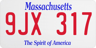 MA license plate 9JX317