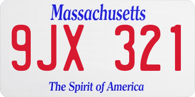 MA license plate 9JX321