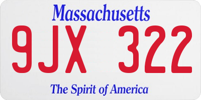 MA license plate 9JX322