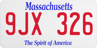 MA license plate 9JX326