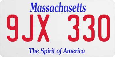 MA license plate 9JX330