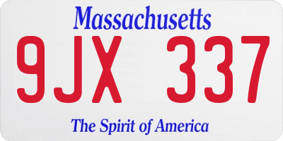 MA license plate 9JX337