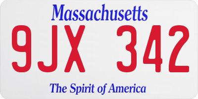 MA license plate 9JX342