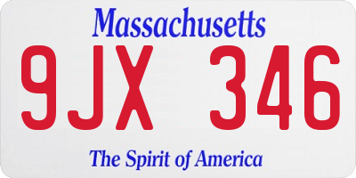 MA license plate 9JX346