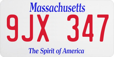 MA license plate 9JX347