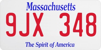 MA license plate 9JX348