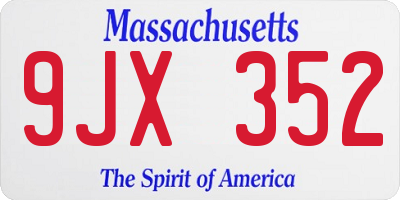 MA license plate 9JX352