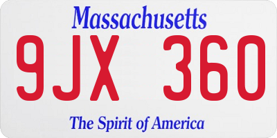 MA license plate 9JX360