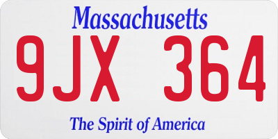 MA license plate 9JX364