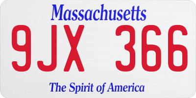 MA license plate 9JX366