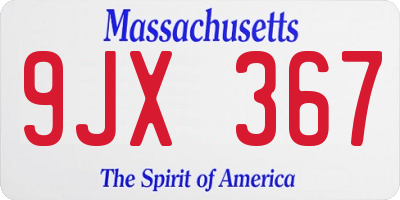 MA license plate 9JX367