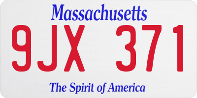 MA license plate 9JX371