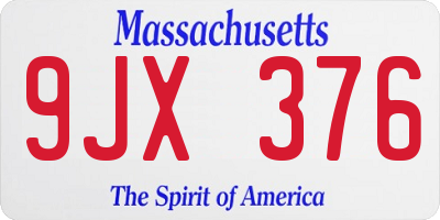 MA license plate 9JX376