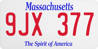 MA license plate 9JX377