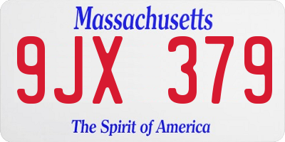 MA license plate 9JX379