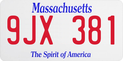 MA license plate 9JX381