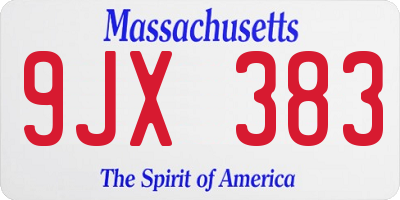 MA license plate 9JX383