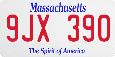 MA license plate 9JX390