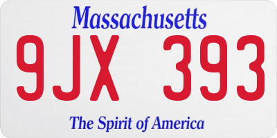 MA license plate 9JX393